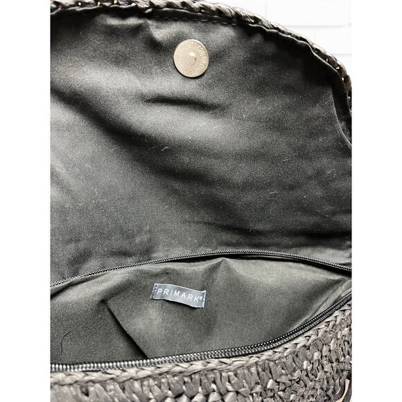 Primark Purse Raffia Macrame Shoulder Strap Crossbody Bag Black Woven - Picture 6 of 11